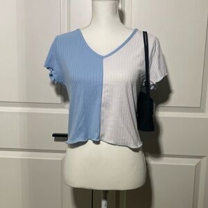 YMI Blue and White Crop Top